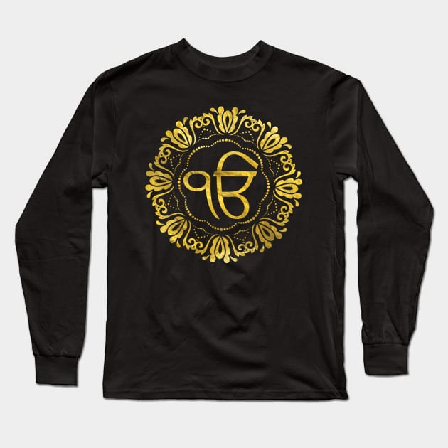 Decorative gold Ek Onkar / Ik Onkar  symbol Long Sleeve T-Shirt by Nartissima